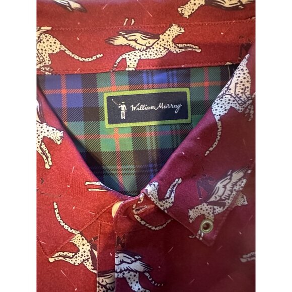 William Murray Here Kitty Kitty Polo Shirt Mens L Brick Red Collar Golf Stretch - Picture 3 of 5